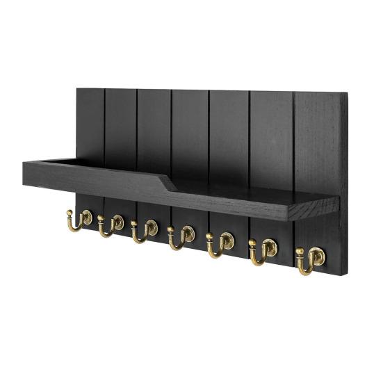 Wooden Key Holder Wall Mounted Storage Rack with Hooks Strong Load-bearing Solid Construction Easy To Install Entryway Storage Shelf