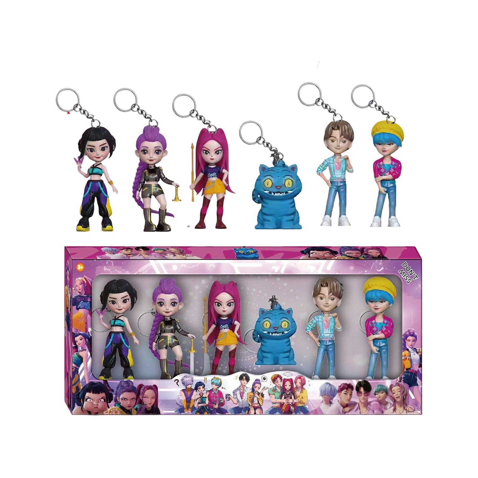 

6-piece --Group Figure With Keychain, Windowed Gift Box Packaging