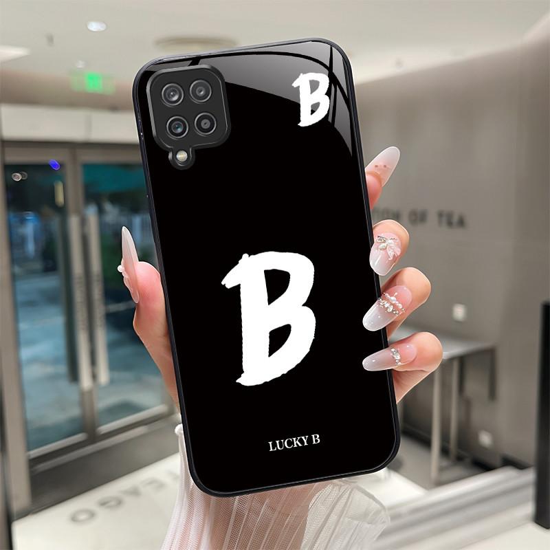 

Phone Case For Samsung A 12 M12 F12 Cover Lucky Initial Letters Case For Samsung Galaxy A12 M F 12 Tempered Glass Soft TPU Funda Galaxy F12