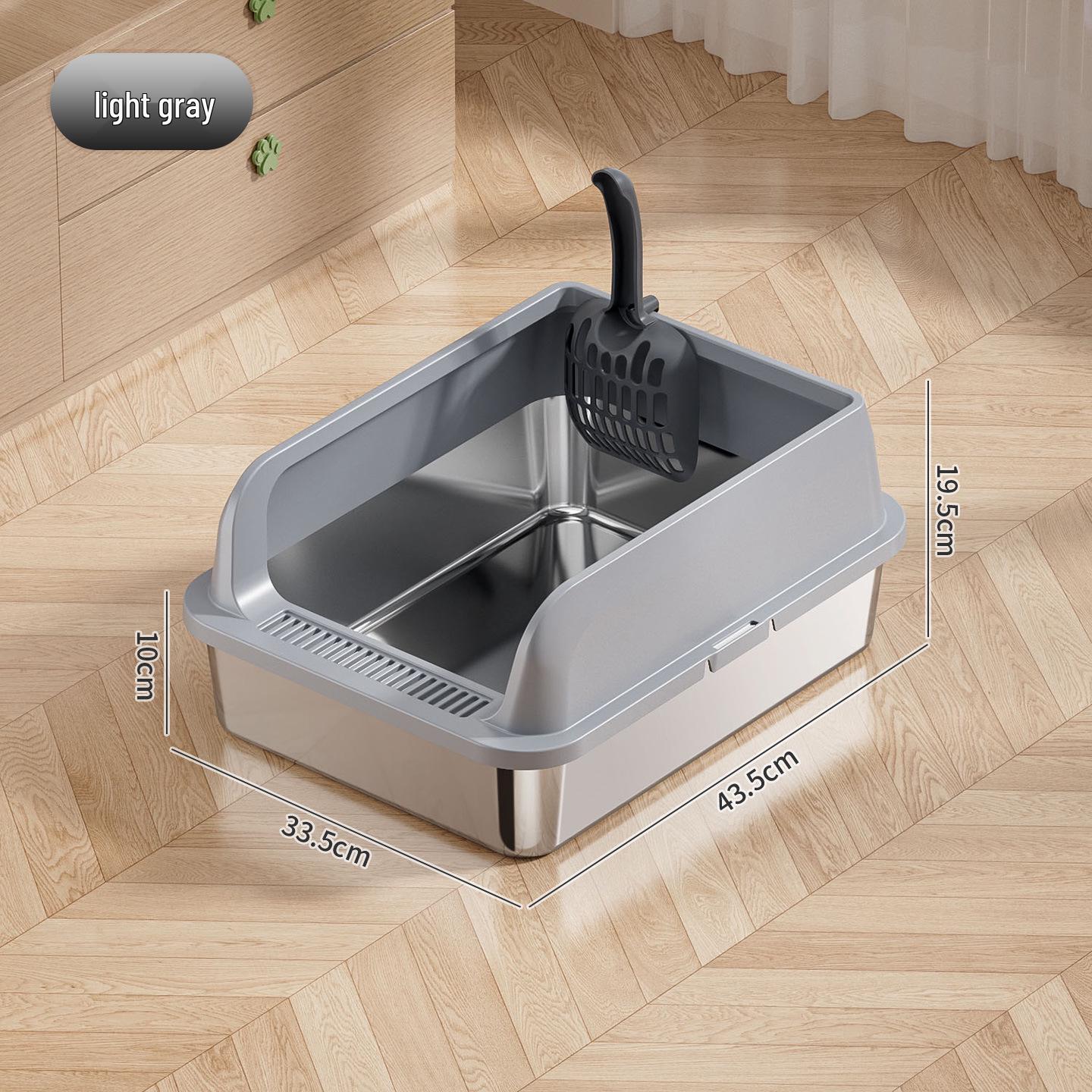Extra Large Top-Entry Stainless Steel Cat Litter Box with Anti-Splash High Walls Small Front-opening Stainless Steel Litter Box