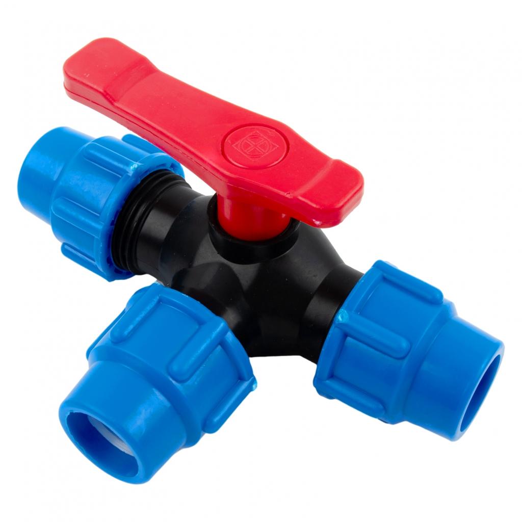 1Pcs Ball Valve 20/25/32/40/50mm 3-Way Ball Valve Black+Blue