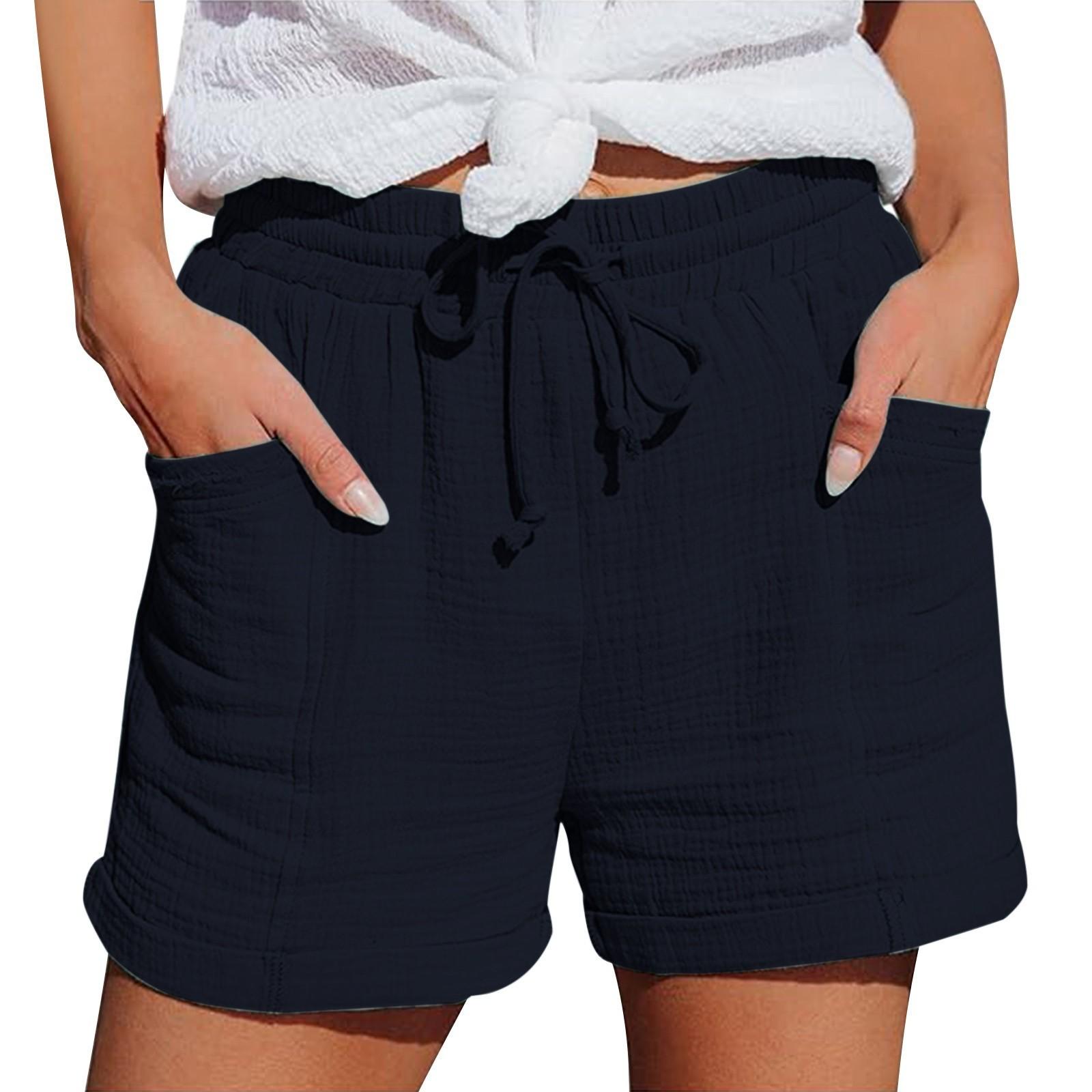 

Women s Casual And Comfortable Boho Color Drawstring Shorts With Back Pockets For Summer XL Темно-синій