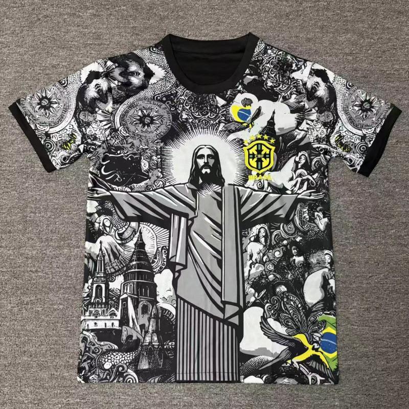 Brazil Training Football Jersey Fans Edition Short Sleeve Soccer Shirts Unisex Women