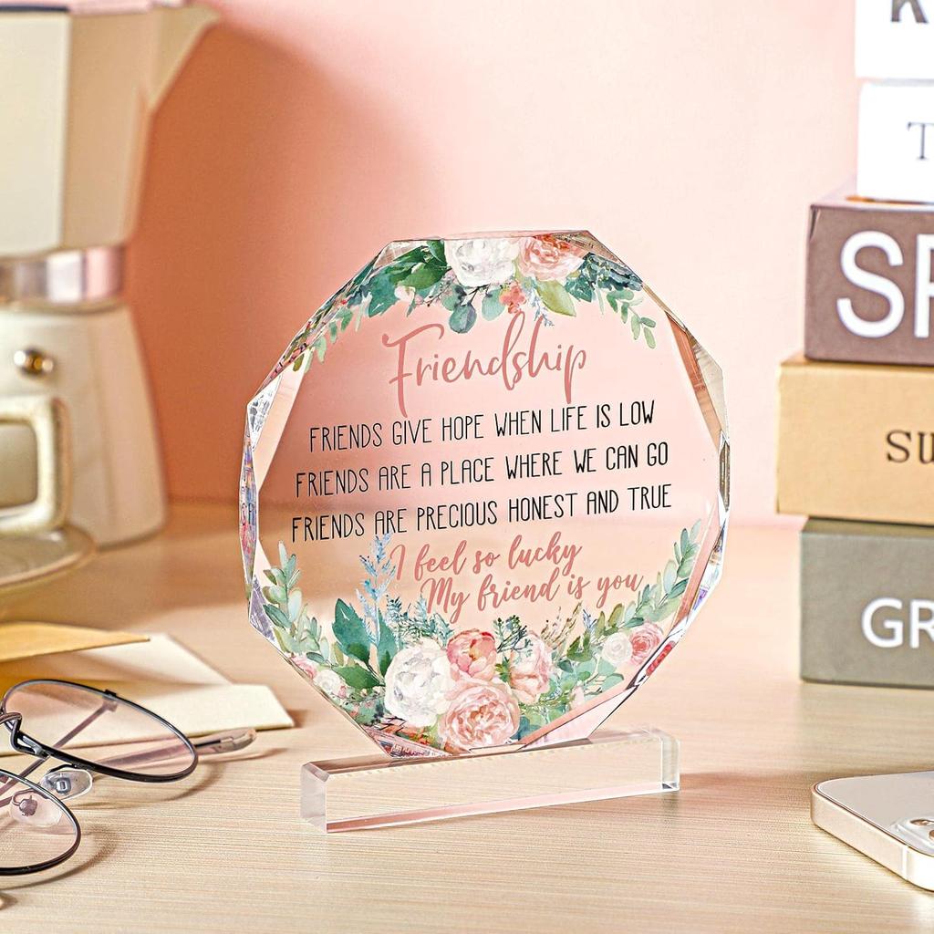 Spiareal Gift for Friend Friendship Women Friend Friendship Birthday Cheer up Gift Acrylic Heart Butterfly Keepsake Paperweight for Home Office Table