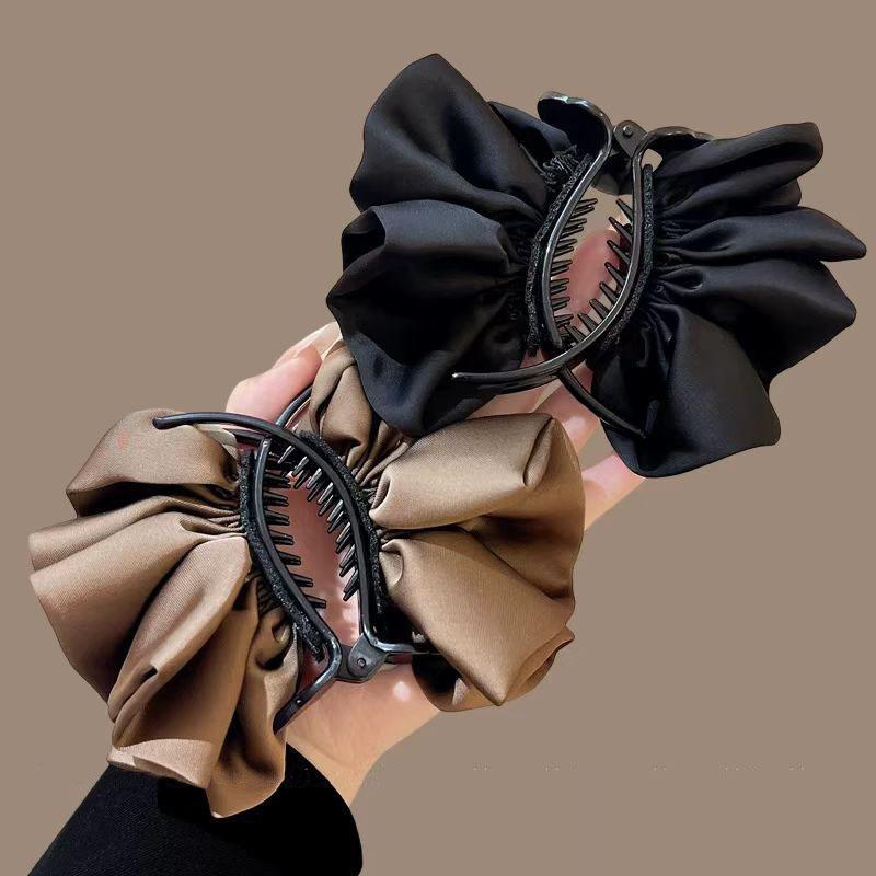 Korean Stain Bow Large Hairpins Elegant Ponytail Clamp Hair Clip Barrettes Hairgrip for Women Hair Accessories Ornament Headwear