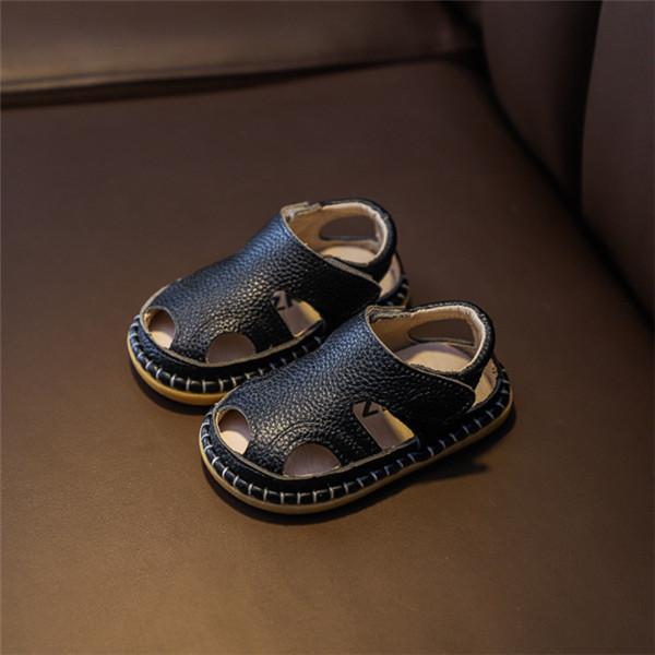 

New Summer Baby Shoes Genuine Leather Closed Toe First Walker Soft Sole Cut-outs Fashion Baby Girls Boys Sandals 22