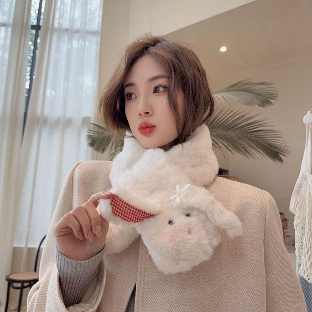 Dog Shaped Cross Neck Warmer Cute Warm Neckerchief Neck Cover Cartoon Cross Neck Scarf Female