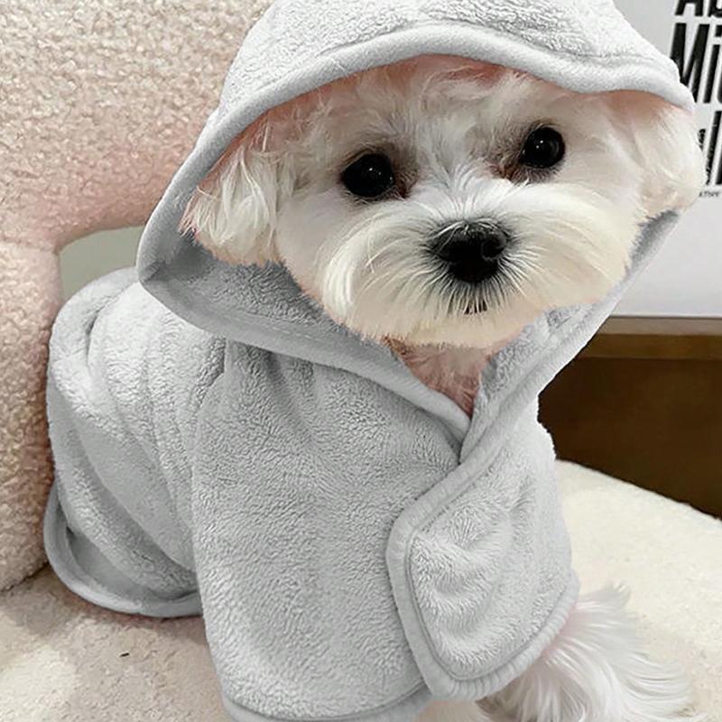 1 pièce Robe de bain pour animal de compagnie avec capuche, Plusieurs tailles et couleurs disponibles, Serviettes pour chiots, Serviettes pour animaux de compagnie, Accessoires pour chiens, Serviettes pour chats, Serviettes pour chiens