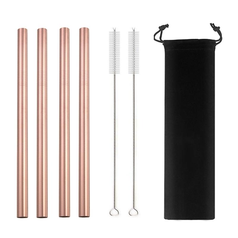 12mm Metal Boba Straws Reusable Bubble Tea Straws Reusable Jumbo Smoothie Straws 304 Stainless Steel Cocktail Drinking Straws