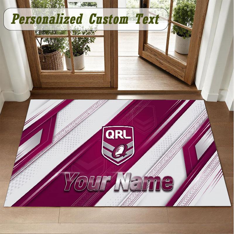 Crystal Velvet Square Rug Custom NameQueensland Maroons Pattern Non Slip Home Floor Decor Rug