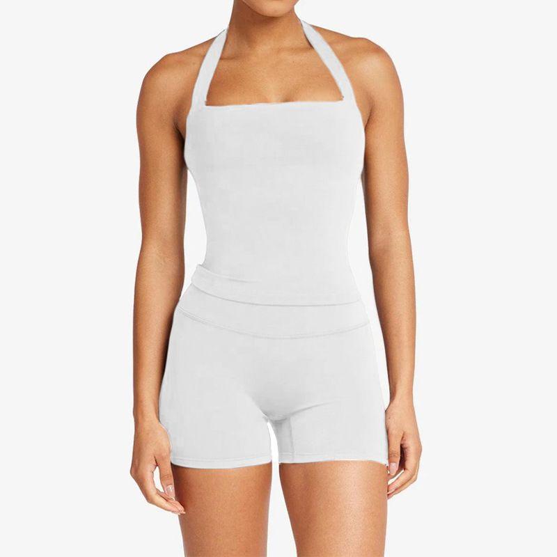 Fashion Fitness Suit Halterneck Beauty Back Yoga Clothes Naked Women Sense Sports Running Belt Chest Pad Two-piece Set Quick-Drying High Elastic