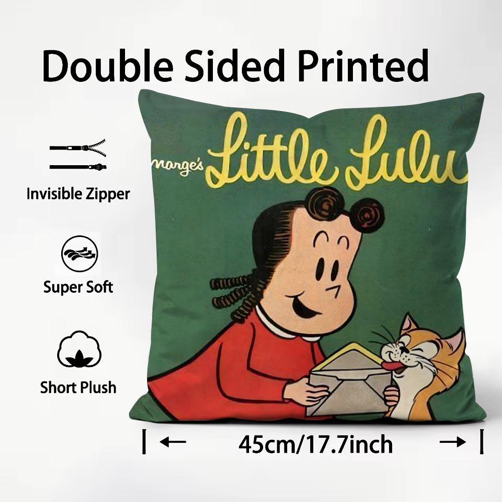 The Little L-Lulu Show Anime Cushion Cover Pattern Printed Pillowcase For Living Room Sofa Cushion Cover & Bedroom Decor