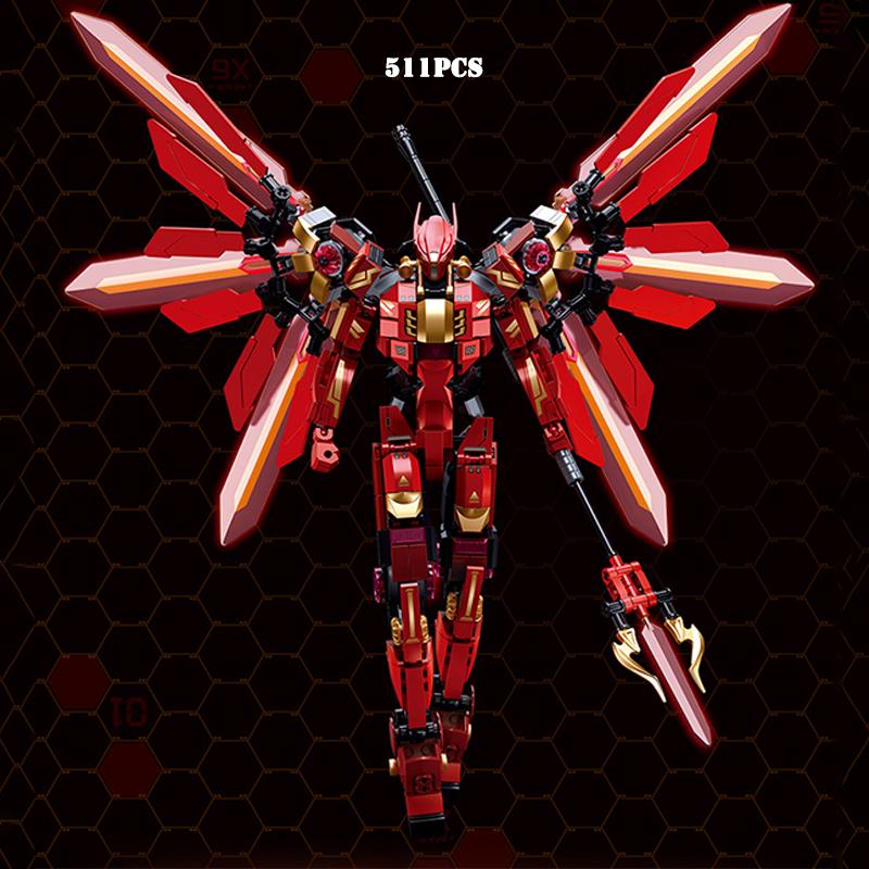 511pcs Red Mecha Assembly Building Blocks Model Robot Children's Educational Toys For Christmas Gifts 46cm