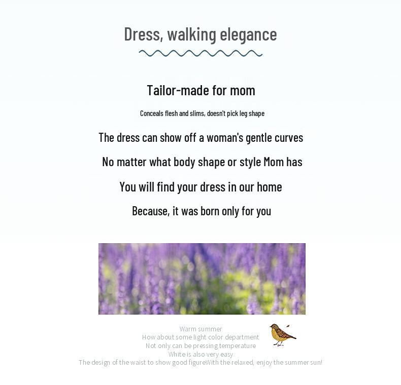 Chiffon Summer Midi Dress for Mothers: Stylish 2026 Short-Sleeve Slimming Fit Skirt
