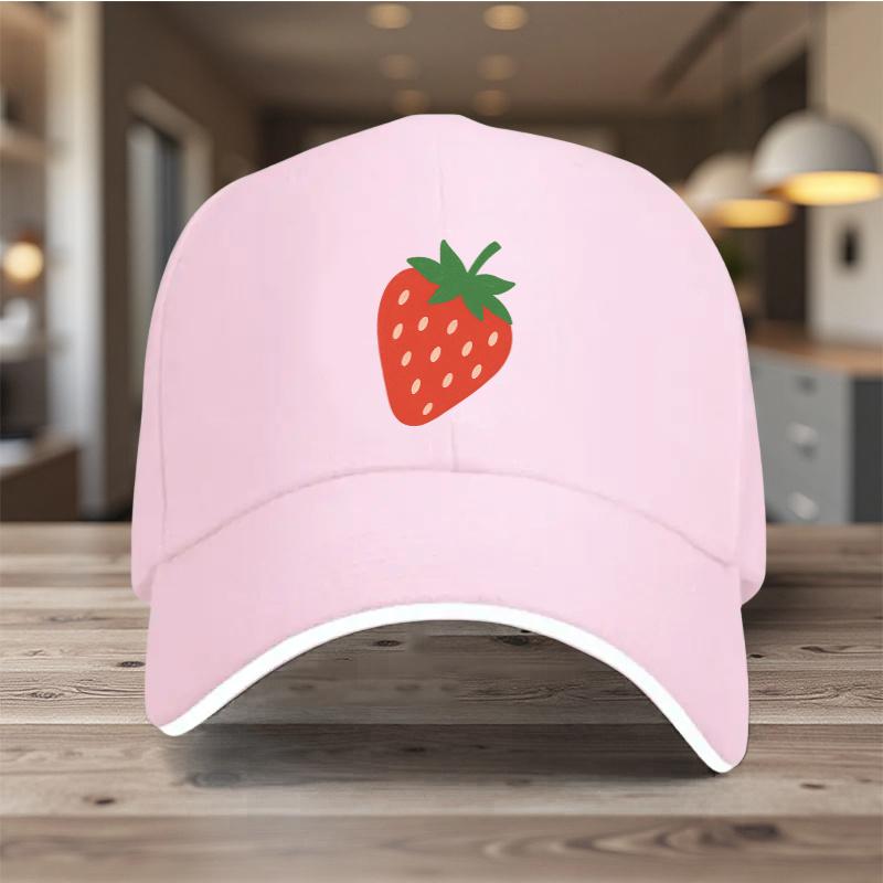 Strawberry Graphic Baseball Cap Unisex Polyester Adjustable Sport Outdoor Sun Shade Trendy