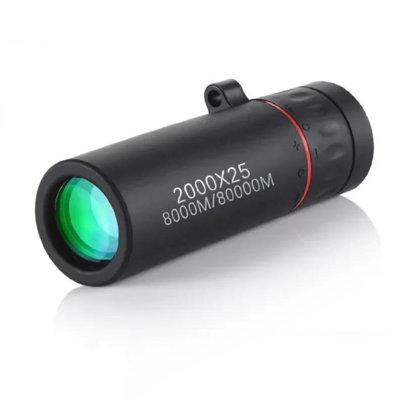 Portable Mini HD 2000x25 Monocular Telescope with Phone Holder for Camping Hunting Birdwatching Outdoor Telescopes