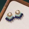 Original design earrings, natural agate pearls, retro earrings, ear buckles, medium and high-end earrings for women