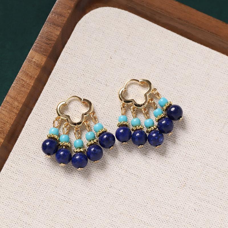 Original design earrings, natural agate pearls, retro earrings, ear buckles, medium and high-end earrings for women