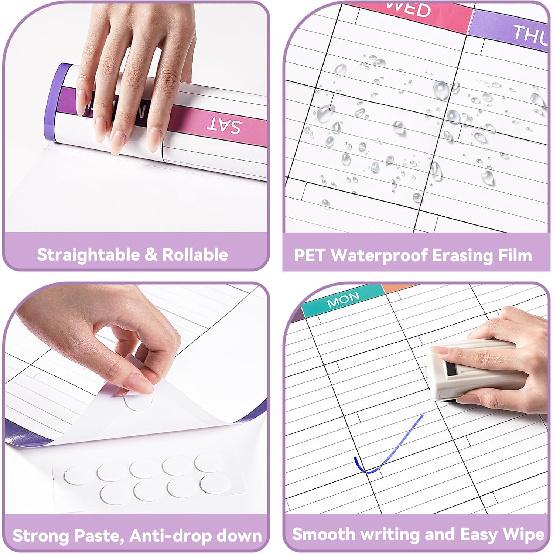 Dry Erase Calendar for Wall - Undated 3 Month Wall Calendar, 28'' X 40'', Erasable & Reble Wall Calendar, Dry Erase Calendar for Home, Office and