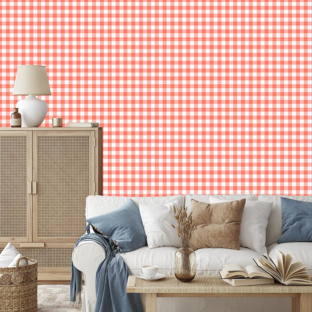 Wallpaper Fabric Pattern Harmonious Arrangement, Coral 50x1000