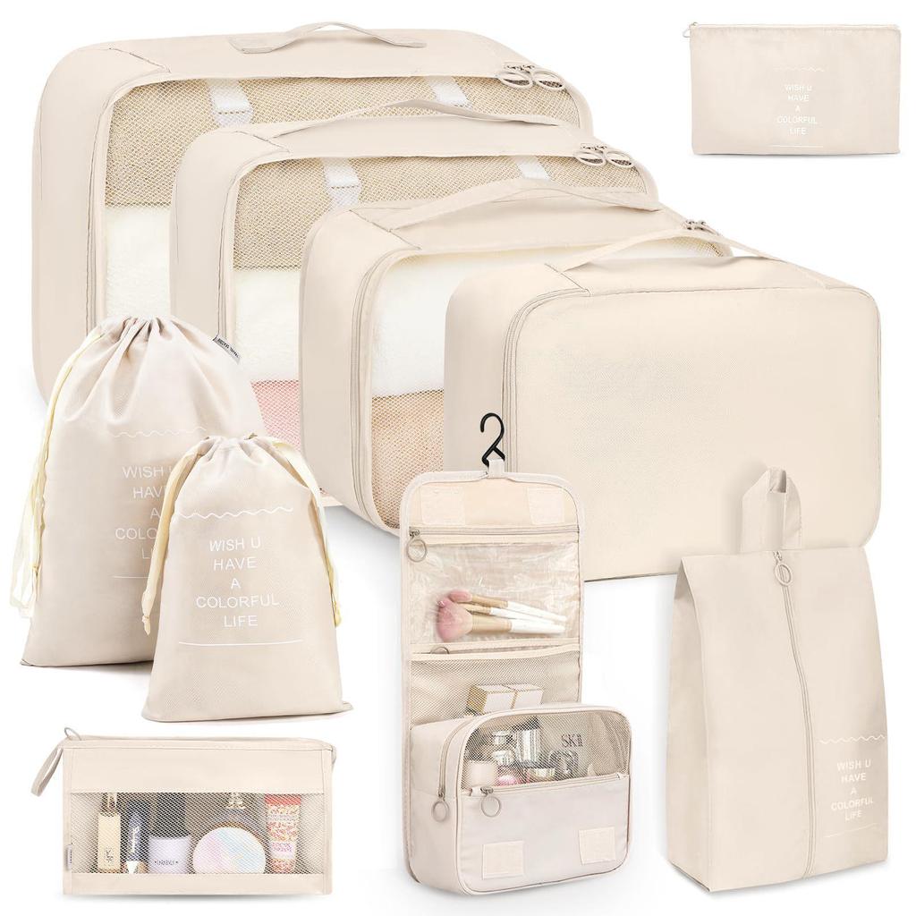 Seven-Piece Travel Storage Set: Wash Bag, Clothes, Underwear Organizer & Folding Sub-Pack