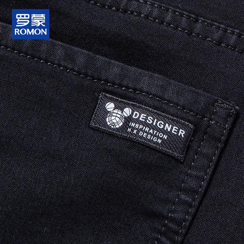 ROMON Men's Autumn/Winter Loose Fit Straight Leg Cotton Denim Jeans