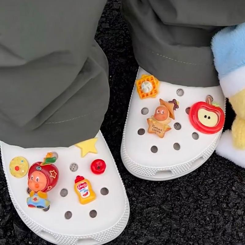 8PCS Fashion Shoe Charms Set Accessories Hole Shoe Buckle Cute Cartoon Animal Fruit DIY 3D Shoes Decorations Kids Party Gift