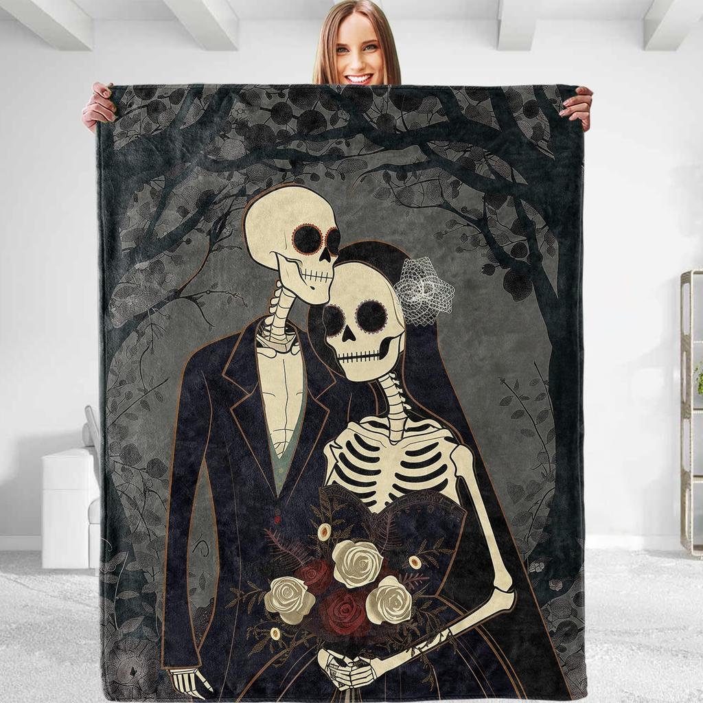 Halloween Fun Skull Dance Plush Blanket All Seasons Suitable for Sofa Bed Office Nap Blanket Cover Blanket