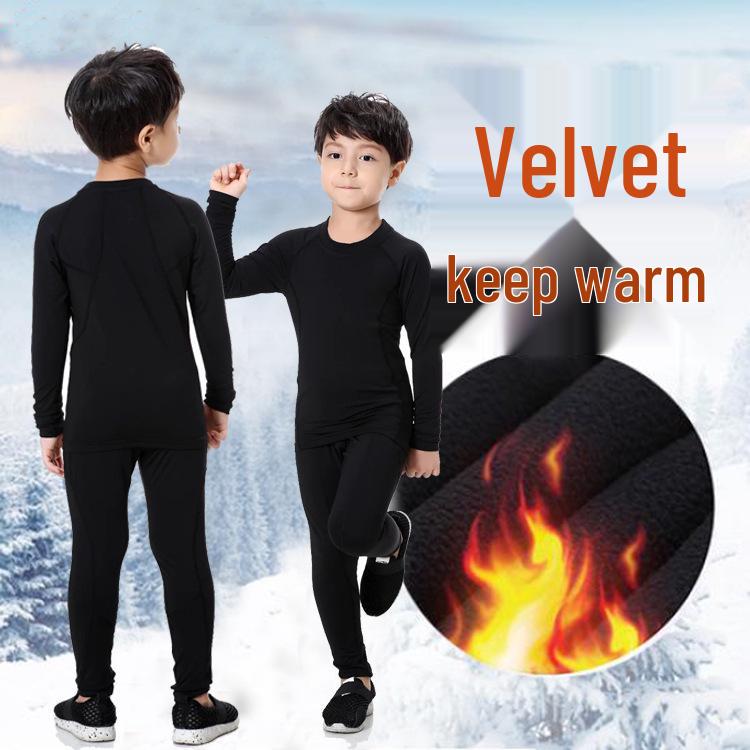 Men's and Kids' Quick-Dry Velvet Sportswear Set: Long Sleeve Tight-Fit for Running and Fitness