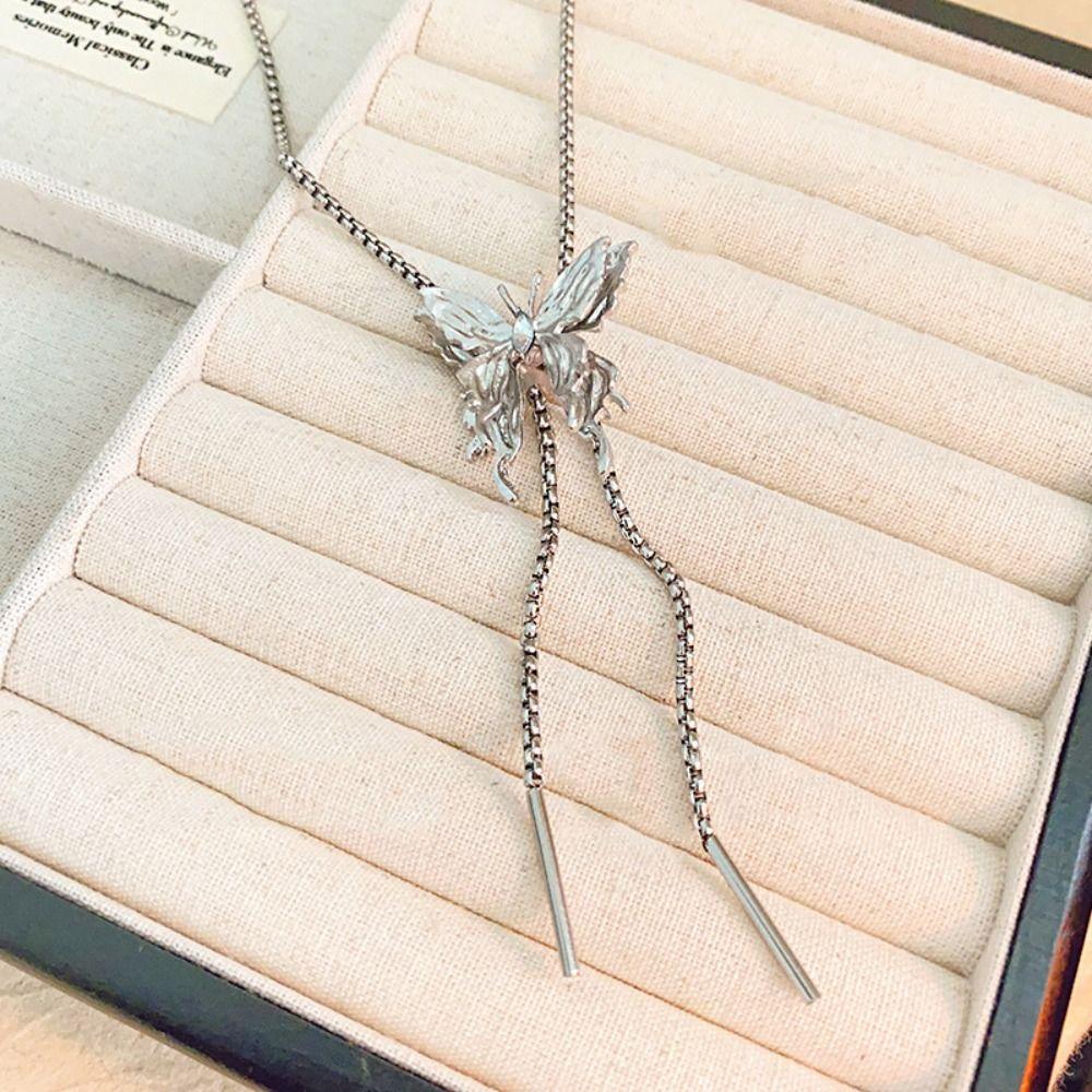 Sweet Butterfly Necklace Flower Women's Choker Temperament Y2K Tassel Necklace  Gifts