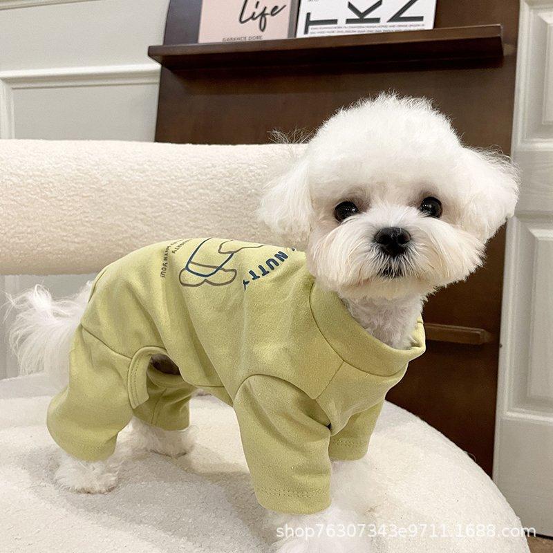 Pet Autumn and Winter Four Legged Base Shirt Pet Plush Four Legged Jumpsuit Teddy Elastic Pajamas Puppy Clothes Winter