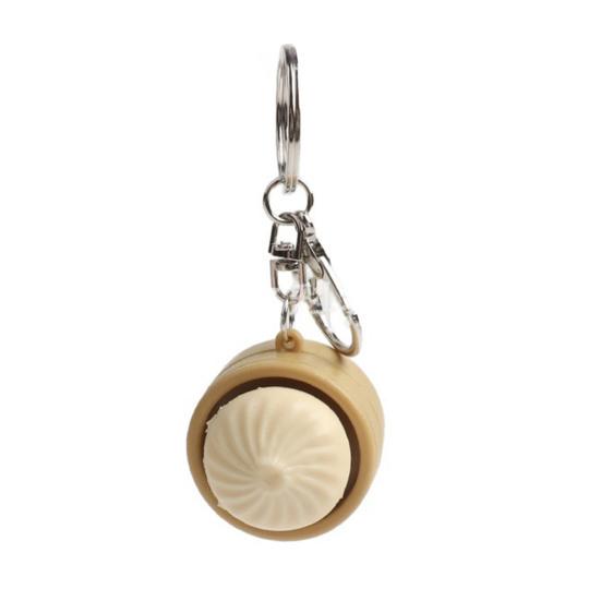 Simulated Dumpling Clicker Toy Decompression Button Steamed Bun Keychain Fidget Toy Home Office Worker Anxiety Stress Relief Desk