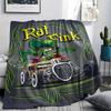 1PC Rat Fink Print Flannel Blanket, High Quality All Seasons, Home Decor, Warmth and Comfort, Perfect for Christmas Gifts