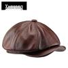 Jesienny Beret Chłopięcy z Prawdziwej Skóry - Modna Płaska Czapka Unisex