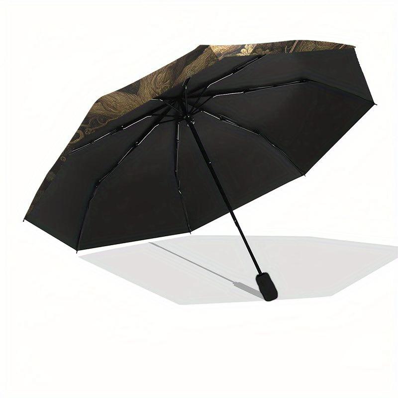 Dragon Tree Fantasy Circular Wall Art Decor Umbrella, Cute Umbrella with Cute Design, Portable 3-Fold Compact Umbrella for Men & Women, Valentine's Da