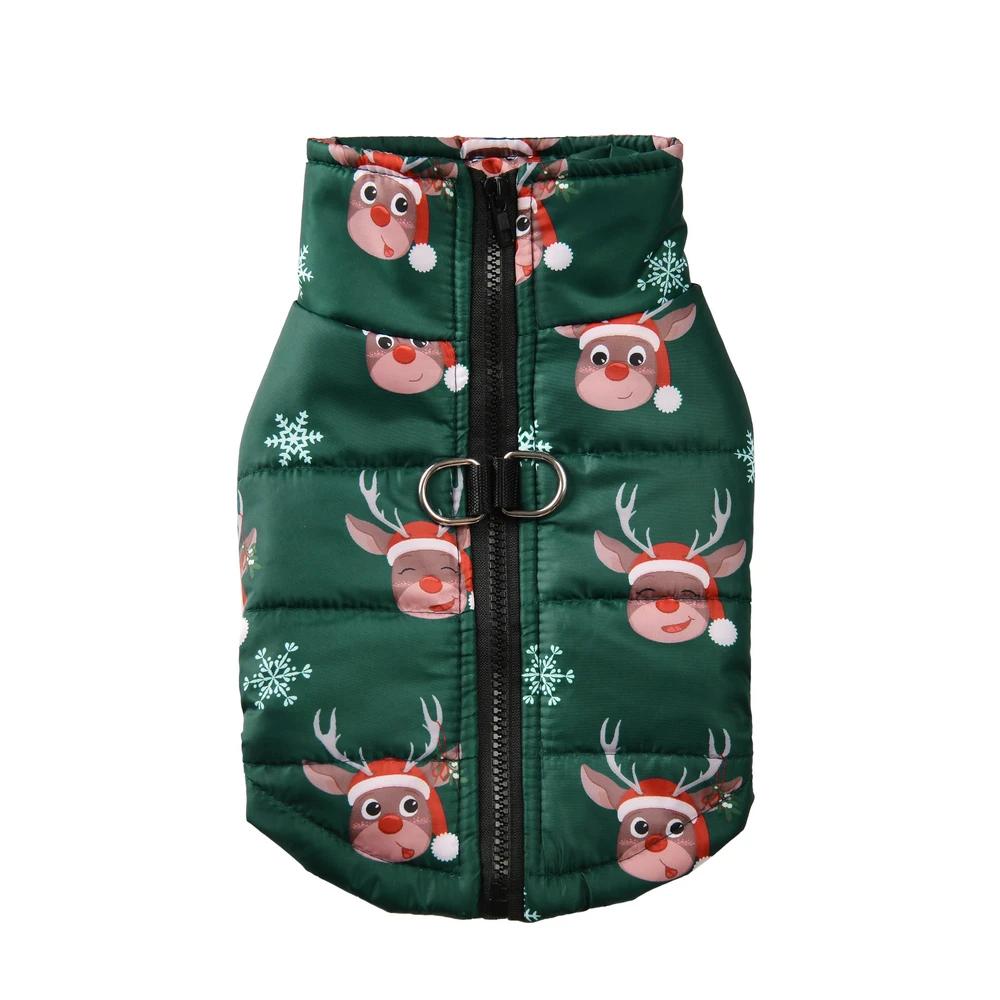Winter Dog Clothes Christmas New Year Jacket For Small Dogs Vest Cats Coat Costume Santa Claus Print Party Outfit Pet Supplies