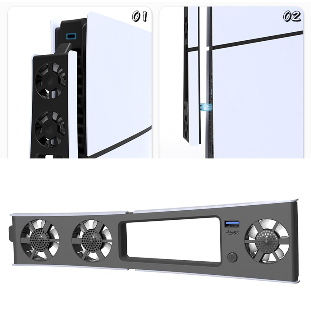 Quiet Cooler Fan for PS5 Slim Console with Adjustable Speed Silent Enhanced Cooling Fan with LED Lights for Playstation 5 Slim