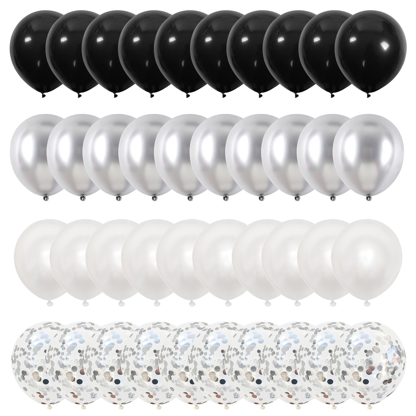 

Lausatek Balloon Set 40 Balloons Glitter Confetti Decorations Birthday Party Wedding Event Celebration Black