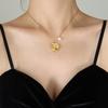 Abstract Art Irregular Pendant Freshwater Pearl Necklace for Women - Gold-Plated Titanium Steel