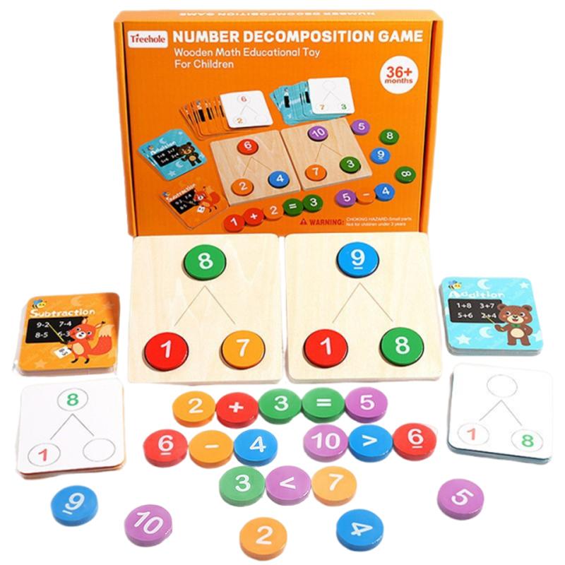 Kids Math Wooden Digital Decomposition Arithmetic Montessori Toy Early Education Teaching Aids Number Cognition Counting Toys разноцветный