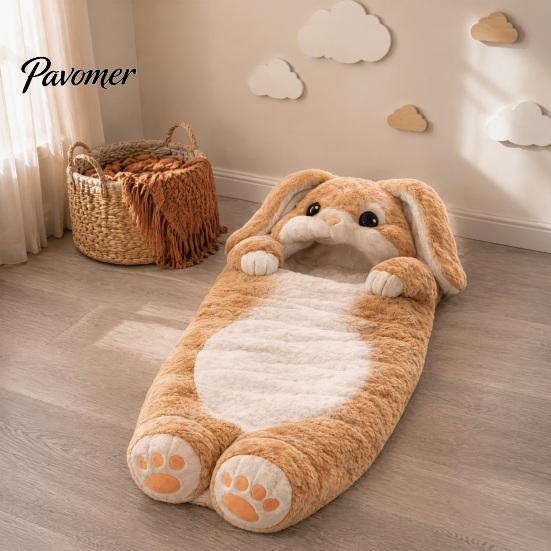 Bunny Slumber Bag Plush Rabbit Envelope Sleeping for Kids, Winter Washable Sleep Sack Bag, Fuzzy Toddlers Boys Girls Kids