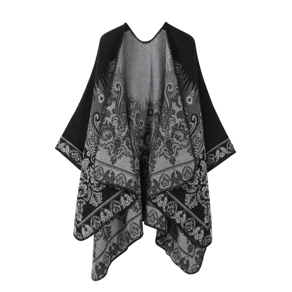Women's Ethnic Shawl: Northwest Travel Cape, Thick Warm Scarf Cloak