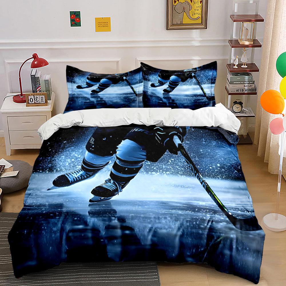 Ice hockey player intense moment Print Soft Comfortable Duvet Cover Bedding Set Included 1*Duvet Cover 2*Pillowcases