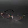 Frameless Fashion Oval Small Frame Glasses Suitable for Daily Wear By Men and Women
