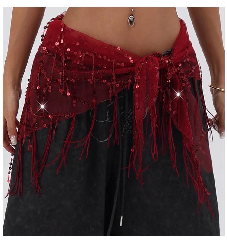 Trendig Paljetttofs Höftscarf - Mångsidigt Midjeaccessoar för Jazz- & Streetdans