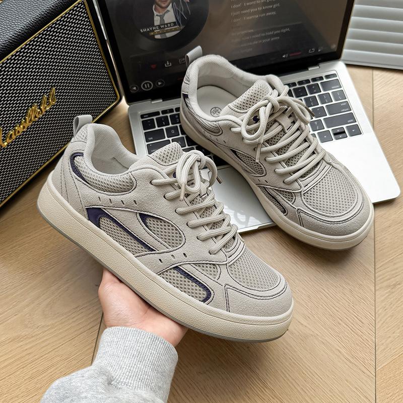

2025 summer new popular casual shoes boys heightened thick-soled breathable board shoes men s versatile niche trendy shoes 44 сірий колір