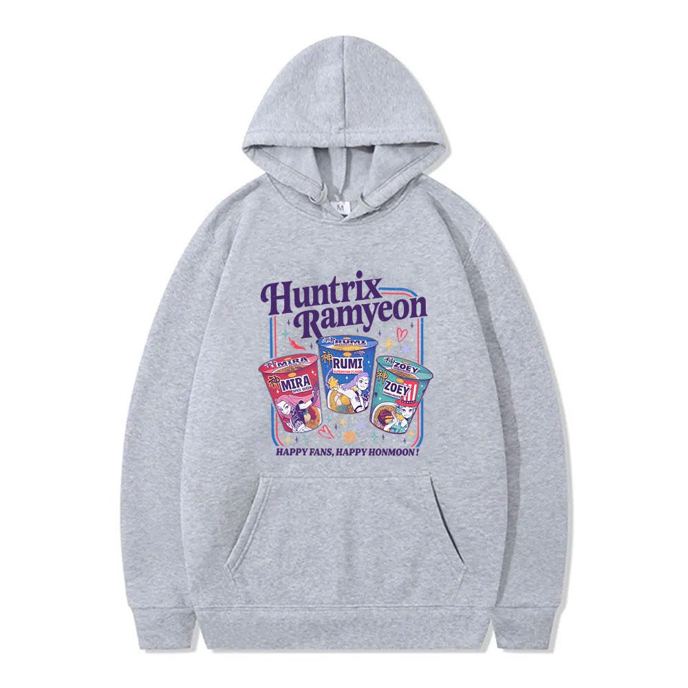 

Kpop Demon Hunters Rumi Mira Zoey Ramen Funny Meme Hoodie Men Women Cartoon Fashion Hoodies 3XL серый