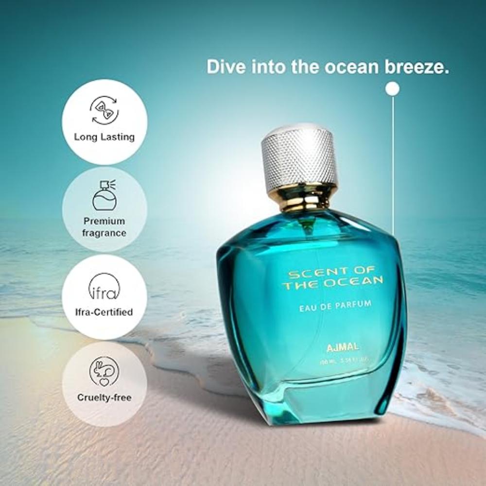Ajmal Scent of the Ocean, Unisex Eau De Parfum, 100ml | Premium Luxury Fragrance Scent | Aquatic Floral | Suitable for Every Occasion