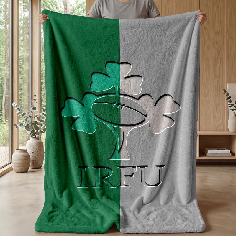 Coperta in Flanella Pile Rugby Irlanda Coperta Calda e Accogliente per Divano Letto Viaggio Uso in Tutte le Stagioni