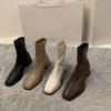 Autumn Winter Design Heel Ankle Boot Fashion Square Toe Zipper Ladies Casual Chelsea Boots Shoes Soft Leather Short Boot